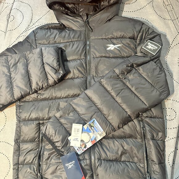 REEBOK LOFT BLACK JACKET HOODIE COMPARE WITH DOWN JACKETS SIZE M MEN $135.00 - Picture 1 of 5